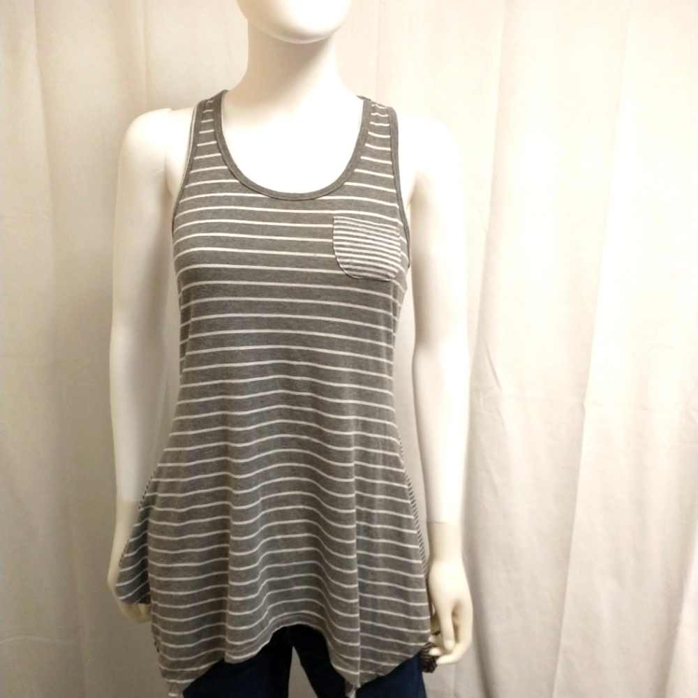 Poof Striped Gray And White Tank